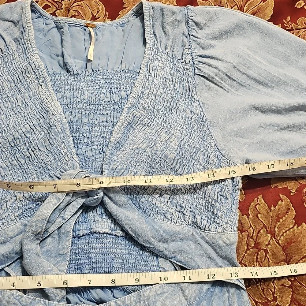 Free People String of Hearts Smocked V-neck Cut-out Button-Down Maxi Dre… - Picture 10 of 14